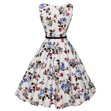 Load image into Gallery viewer, Women Dress Vintage Robe Audrey Hepburn Rockabilly Retro Sleeveless Print Party dresses Summer Vestidos

