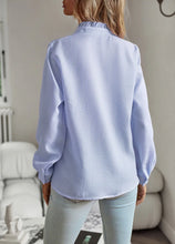 Load image into Gallery viewer, Women's Shirt Elegant Long Sleeve Ruched Stand Neck Office Lady Blouse Casual Button Shirts Harajuku Tunics Street Simple Tops
