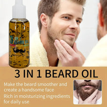 Load image into Gallery viewer, GZE 3-in-1 Beard Oil for Care - Moisturizes Beard &amp; Conditions Skin - Eliminates Flakes - For Men with Short or Long Facial Hair
