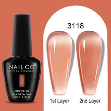Load image into Gallery viewer, NAILCO 15ml Colorful Jelly Gel Nail Polish Gorgeous Color HEMA TPO FREE Soak Off UV LED Semi Permanent Long Wear Gel Varnish
