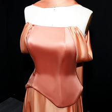 Load image into Gallery viewer, Brown Off Shoulder Chiffon Evening Gown
