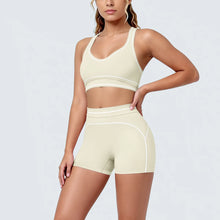 Load image into Gallery viewer, New Woman Yoga Set Color Blocking Sexy Sport Bra Yoga Underwear with Chest Pad High Waist Stripe Running Fitness Shorts Yoga Set

