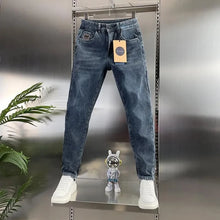 Load image into Gallery viewer, Thick Jeans Men's Slim Fit Spring Autumn Winter Casual Long Pants Cotton Stretch Denim mid Waist Zipper Closure Wear Resistant
