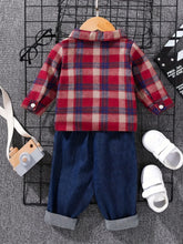 Load image into Gallery viewer, Tartan Polo Denim Outfit Set
