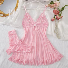 Load image into Gallery viewer, Suspender Suit Summer Ultra-thin Nightgown Lace Thong Sets Women's Sexy Pyjamas Lingerie Hot Night Dress Comfortable Sleepwear

