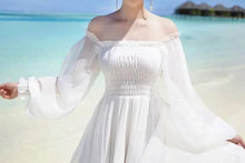 Load image into Gallery viewer, Dresses for Women Summer New Chiffon off-Shoulder Dress White Dress Vestido De Mujer
