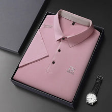 Load image into Gallery viewer, Men's Business Casual Short Sleeve Polo Shirt Solid Color with Badge Fashionable Breathable Comfortable Versatile Business Top
