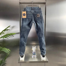 Load image into Gallery viewer, Thick Jeans Men's Slim Fit Spring Autumn Winter Casual Long Pants Cotton Stretch Denim mid Waist Zipper Closure Wear Resistant
