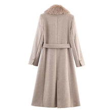Load image into Gallery viewer, Elegant Belted Fur Collar Overcoat
