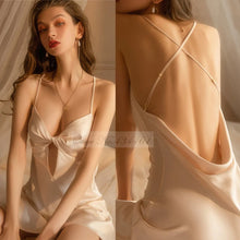 Load image into Gallery viewer, Female Nightdress Sexy Backless Spaghetti Strap Nightgown Sleepwear Spring Summer Nightwear Loose Silk Satin Home Dress Lingerie
