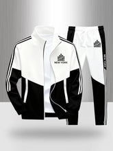 Load image into Gallery viewer, Tracksuit Men's New York Print 2 Piece Set Sportswear Color Block Zip Up Jacket and Jogger Pants Casual Striped Athletic Outfit
