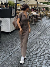 Load image into Gallery viewer, Elegant Collar Side Slit Dress
