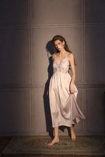 Load image into Gallery viewer, Elegant Female Long Robe Set Nightgown Silky Ice Silk Sleepwear Homewear SEXY Hollow Out Lace Nightdress Lingerie Loungewear
