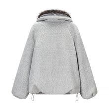 Load image into Gallery viewer, HH Women Fashion Coats Gray Turn-Down Collar Long Sleeves Pockets Decoration Zipper Winter Short Coat Woman Casual Loose Jackets
