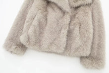 Load image into Gallery viewer, HH 2024 Women 's Vintage Soild Faux Fur Coat Turn-down Collar Long Sleeve Warm Plush Wool Coats Lady Winter Autumn Outwear
