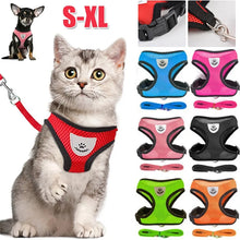 Load image into Gallery viewer, Cat Dog Harness with Lead Leash Adjustable Vest Polyester Mesh Breathable Harnesses Reflective Sti for Small Dog Cat Accessories
