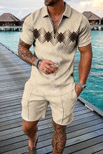 Load image into Gallery viewer, Summer Men's Tracksuit Short Sleeve Polo Shirt Set Fashion Luxury Chain Print Clothing 2 Pieces Casual Suit Streetwear Outfit
