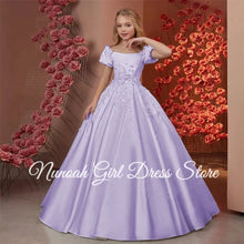 Load image into Gallery viewer, Elegant Flower Girl Dresses for Wedding Satin Beaded Floral Floor Length Girl Kids Birthday Party First Holy Communion Gown
