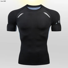 Load image into Gallery viewer, Gym Fitness T Shirt Men's Short Sleeve Summer Boxing Jersey Legging Men Rashguard Compression Pants Quick Dry Tight T-Shirts Men
