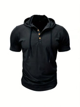 Load image into Gallery viewer, Men T Shirts  Summer Slim Fitness Hooded Short-Sleeved Bodybuilding Quick Dry Tshirt Male Gym Clothes Breathable Sports Tops
