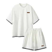Load image into Gallery viewer, Men's Trendy 2-Piece Streetwear Co-ord Solid Color Short Sleeve T-Shirt And Drawstring Elastic Waist Shorts Set 5XL
