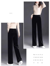 Load image into Gallery viewer, Women's pants with many reviews flared pants ice silk pants wide leg pants, high waisted blue loose straight leg pants 6XL
