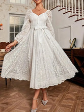 Load image into Gallery viewer, Elegant Party Dress For Woman Evening Prom Dresses Lace Long Gown V Neck Maxi Dress White Pink Floral Lace A Line Balloon Sleeve
