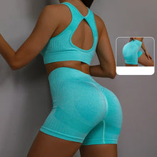 Load image into Gallery viewer, 2Pcs Women Yoga Outfit Set Sports Fitness Vest Running Workout Shorts Suit Gym Training Active Wear Handmade Accessory
