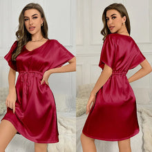 Load image into Gallery viewer, V-Neck Nightdress Loungewear Women Sleepwear Morning Gown Lingerie Sleepdress Robe Summer Nightgown Silky Satin Home Dress
