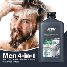 Load image into Gallery viewer, Men 4-in-1 Body, Hair, Beard and Face Wash - Hydrates Skin, Beard and Hair All Day, Strengthen Hair and Beard, Gift for He..
