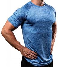 Load image into Gallery viewer, Summer Gym T-shirts Men's Solid Fitness Clothing O-neck Short Sleeve Tops Breathable Slim Bodybuilding Workout Muscle Tees Male
