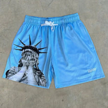 Load image into Gallery viewer, European and American Men's Summer Statue of Liberty Print Comfortable Breathable Drawstring Shorts Outdoor Casual Pants
