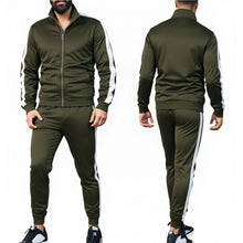 Load image into Gallery viewer, Men's Casual Tracksuit Zip Up Stand Collar Jacket &amp; Sweatpants Classic Striped Suit for Men Fall Winter Daily Outdoor Streetwear
