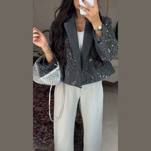 Load image into Gallery viewer, Elegant Cropped Sequin Blazer Jacket
