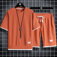 Load image into Gallery viewer, Trendy Suits for men Men's Summer Shorts Set Gym Outfit Student Short Sleeve Tee 2 Piece Set Tracksuits Men Casual Men Clothing
