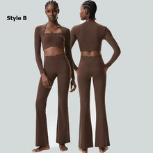 Load image into Gallery viewer, Women Two Pieces Fitness Yoga Set Solid Color Long Sleeve Gym Sportswear Breathable Quick Dry Workout Clothes Female Suit
