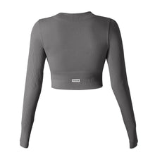 Load image into Gallery viewer, Yoga Shirt Woman Autumn Winter Ribbed Long Sleeve Sports Top Running Training Fitness Top Shockproof Zipper Yoga Tops Women
