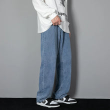 Load image into Gallery viewer, 2026 New Korean Men's Casual Long Jeans Classic Man Straight Denim Wide-leg Pants Solid Color Light Blue Grey Black
