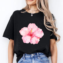 Load image into Gallery viewer, Pink Hibiscus Casual Y2K Tee
