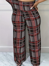Load image into Gallery viewer, Women's Plaid Wide Leg Pants  High Waist Casual Loose Trousers for Spring   Summer
