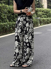 Load image into Gallery viewer, Wide-leg Pants for Women Summer Thin Printed New Style Drawstring Elastic Loose Straight Casual

