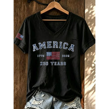 Load image into Gallery viewer, Women's America 250 Years Print T-Shirts Summer Short Sleeve Casual T Shirt Tops White Tees Hot Sale Men's and Women's T Shirt
