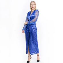 Load image into Gallery viewer, Womens Nightdress Sexy Long Lace Lingerie  Nightwear Bath Robe Gown Imitation Ice Silk Nightdress Solid Color Nightgown
