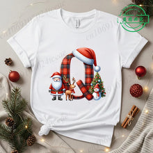 Load image into Gallery viewer, Festive Alphabet Holiday Casual Tee
