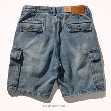 Load image into Gallery viewer, Retro Denim Utility Knee Shorts
