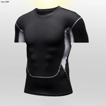 Load image into Gallery viewer, Gym Fitness T Shirt Men's Short Sleeve Summer Boxing Jersey Legging Men Rashguard Compression Pants Quick Dry Tight T-Shirts Men
