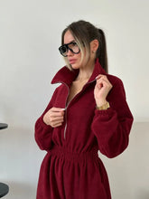 Load image into Gallery viewer, Jumpsuit Women 2026 New Fashionable Long Sleeved Jumpsuit for Women's Casual Half Open Collar Elastic Waist Jumpsuit

