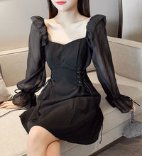 Load image into Gallery viewer, Coquette Lace-Up Mini A-Line Dress
