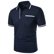 Load image into Gallery viewer, New Men's Short Sleeve Polo Shirts Solid Color Casual T-shirt Summer Trendy Breathable Loose Basic Splice Top Pockets Men Shirts
