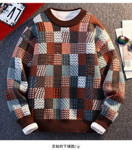 Load image into Gallery viewer, New Fashion Men Plaid Pullover Winter Sweaters Outwear Loose Casual Knitted Sweaters Male O-neck Pullovers Sweatercoats Size 4XL
